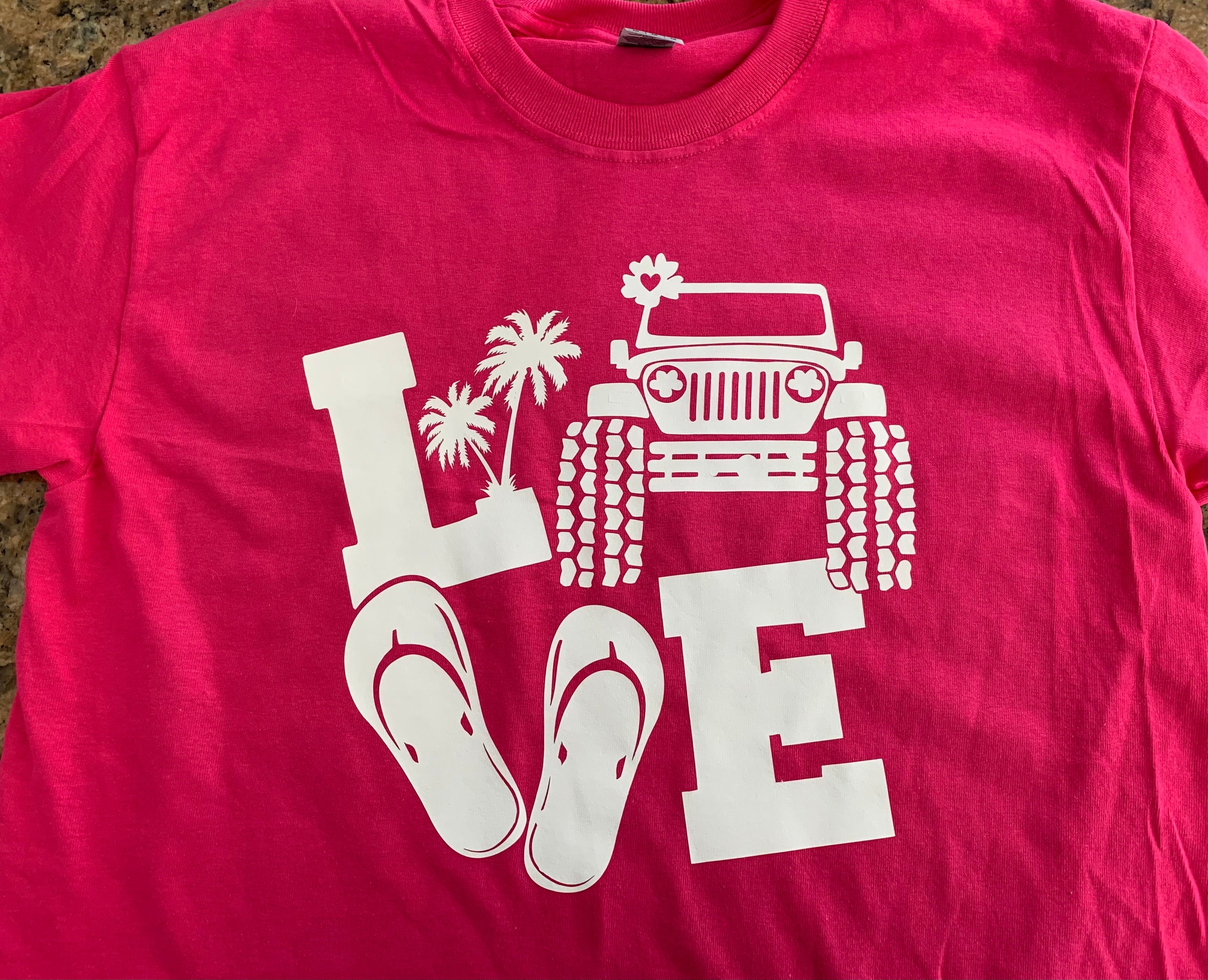 Love Jeep Flip Flop Palm Tree t shirt or crewneck sweatshirt